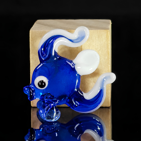 Blue Fish Figurine, Mini Glass Murano Quality Lampworking Glass Figurine, Hand Made In Ukraine, A Great Addition To Your Collection