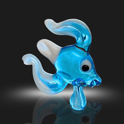 Light Blue Fish Figurine, Mini Glass Murano Quality Lampworking Glass Figurine, Hand Made In Ukraine, A Great Addition To Your Collection