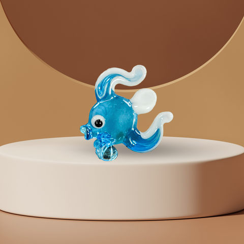 Light Blue Fish Figurine, Mini Glass Murano Quality Lampworking Glass Figurine, Hand Made In Ukraine, A Great Addition To Your Collection