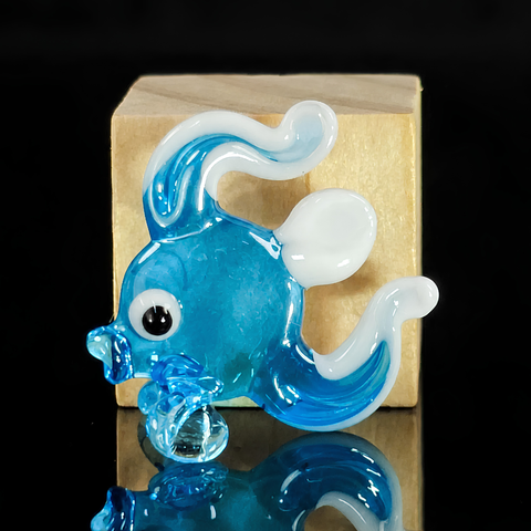 Light Blue Fish Figurine, Mini Glass Murano Quality Lampworking Glass Figurine, Hand Made In Ukraine, A Great Addition To Your Collection