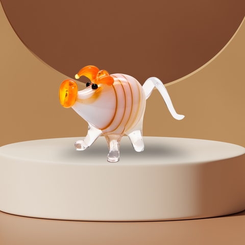 Orange Pig Figurine, Mini Glass Murano Quality Lampworking Glass Figurine, Hand Made In Ukraine, A Great Addition To Your Collection