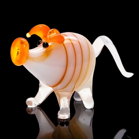 Orange Pig Figurine, Mini Glass Murano Quality Lampworking Glass Figurine, Hand Made In Ukraine, A Great Addition To Your Collection
