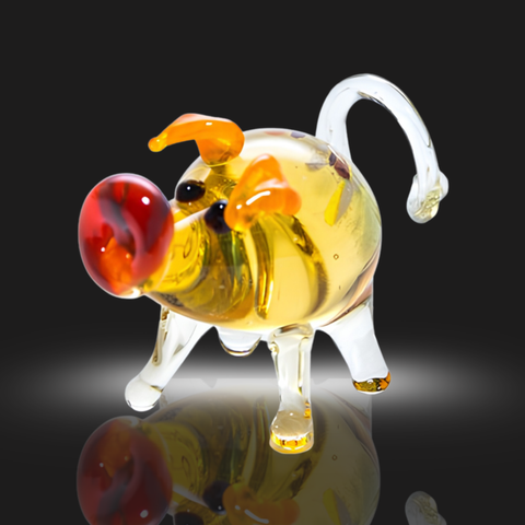 Pig Figurine, Mini Glass Murano Quality Lampworking Glass Figurine, Hand Made In Ukraine, A Great Addition To Your Collection