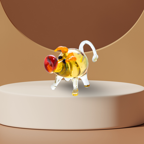 Pig Figurine, Mini Glass Murano Quality Lampworking Glass Figurine, Hand Made In Ukraine, A Great Addition To Your Collection