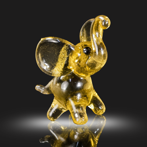 Amber Elephant Figurine, Mini Glass Murano Quality Lampworking Glass Figurine, Hand Made In Ukraine, A Great Addition To Your Collection
