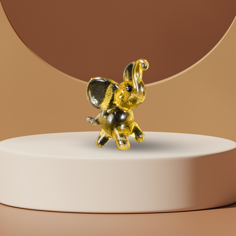 Amber Elephant Figurine, Mini Glass Murano Quality Lampworking Glass Figurine, Hand Made In Ukraine, A Great Addition To Your Collection