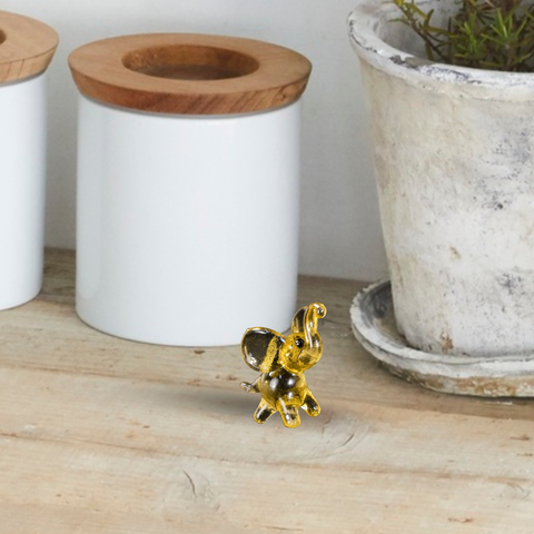 Amber Elephant Figurine, Mini Glass Murano Quality Lampworking Glass Figurine, Hand Made In Ukraine, A Great Addition To Your Collection