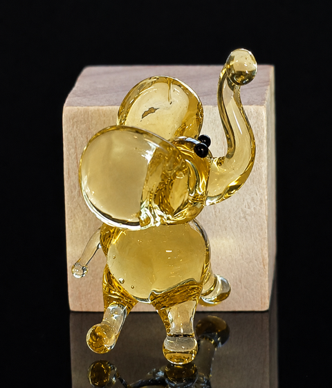 Amber Elephant Figurine, Mini Glass Murano Quality Lampworking Glass Figurine, Hand Made In Ukraine, A Great Addition To Your Collection