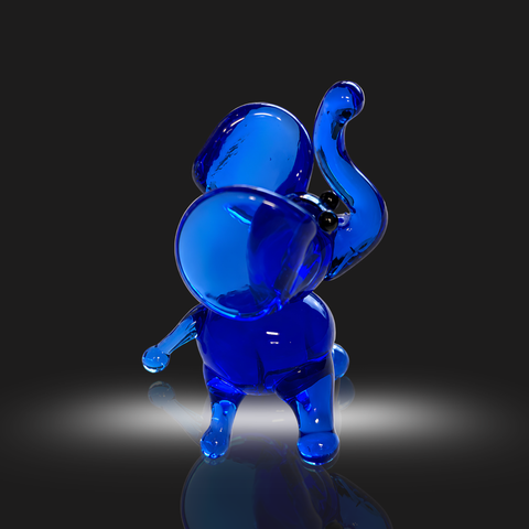 Blue Elephant Figurine, Mini Glass Murano Quality Lampworking Glass Figurine, Hand Made In Ukraine, A Great Addition To Your Collection