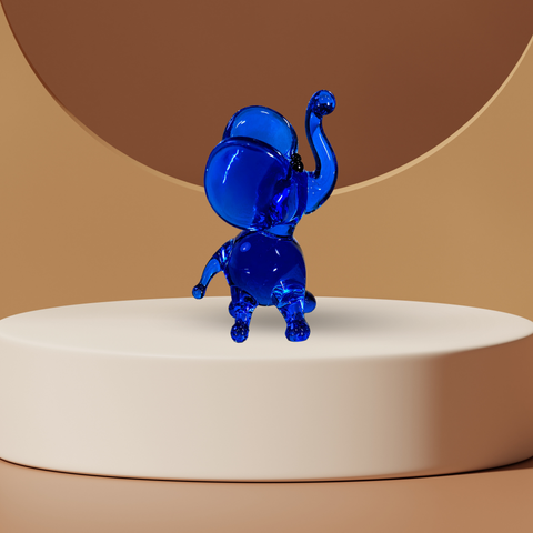 Blue Elephant Figurine, Mini Glass Murano Quality Lampworking Glass Figurine, Hand Made In Ukraine, A Great Addition To Your Collection
