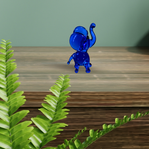Blue Elephant Figurine, Mini Glass Murano Quality Lampworking Glass Figurine, Hand Made In Ukraine, A Great Addition To Your Collection