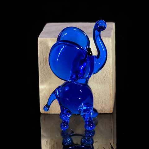 Blue Elephant Figurine, Mini Glass Murano Quality Lampworking Glass Figurine, Hand Made In Ukraine, A Great Addition To Your Collection