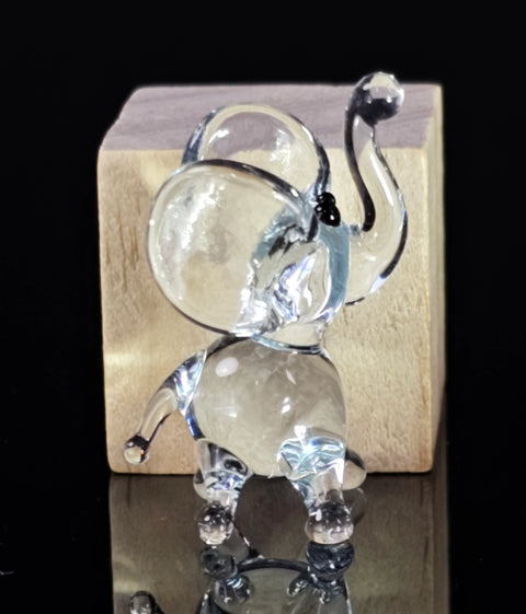 Clear Glass Elephant Figurine, Handmade Murano Quality Design - Small