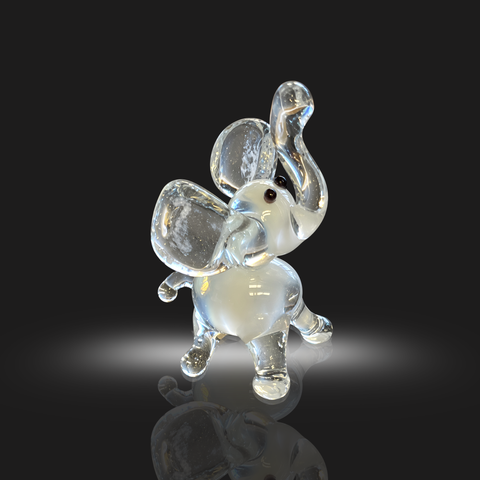 White Elephant Figurine, Mini Glass Murano Quality Lampworking Glass Figurine, Hand Made In Ukraine, A Great Addition To Your Collection