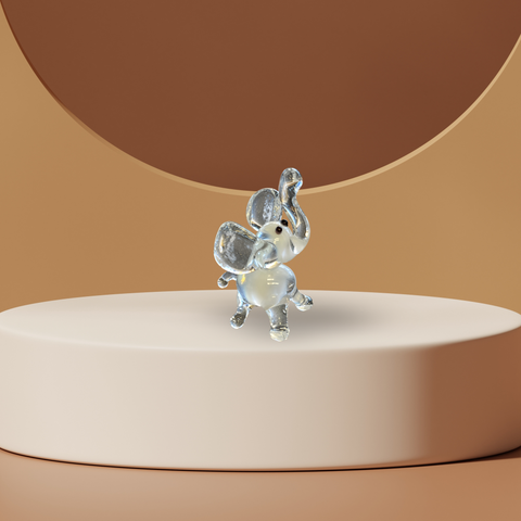 White Elephant Figurine, Mini Glass Murano Quality Lampworking Glass Figurine, Hand Made In Ukraine, A Great Addition To Your Collection