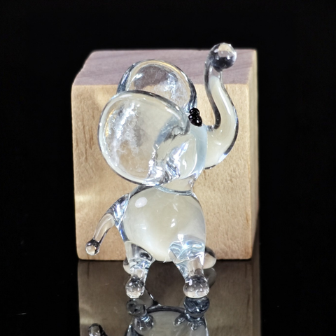 White Elephant Figurine, Mini Glass Murano Quality Lampworking Glass Figurine, Hand Made In Ukraine, A Great Addition To Your Collection
