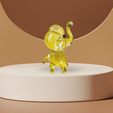 Yellow Elephant Figurine, Mini Glass Murano Quality Lampworking Glass Figurine, Hand Made In Ukraine, A Great Addition To Your Collection