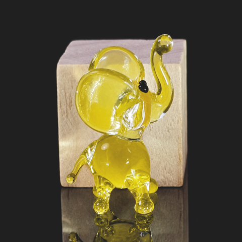 Yellow Elephant Figurine, Mini Glass Murano Quality Lampworking Glass Figurine, Hand Made In Ukraine, A Great Addition To Your Collection