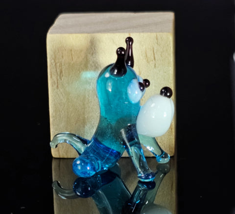 Light Blue Glass Dog Figurine, Handmade Murano Quality Design - Small