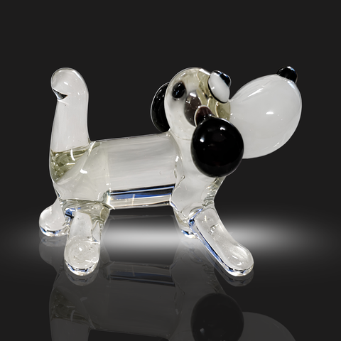 Clear Dog Figurine, Mini Glass Murano Quality Lampworking Glass Figurine, Hand Made In Ukraine, A Great Addition To Your Collection