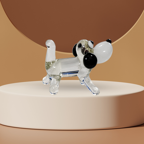 Clear Dog Figurine, Mini Glass Murano Quality Lampworking Glass Figurine, Hand Made In Ukraine, A Great Addition To Your Collection