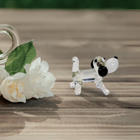 Clear Dog Figurine, Mini Glass Murano Quality Lampworking Glass Figurine, Hand Made In Ukraine, A Great Addition To Your Collection