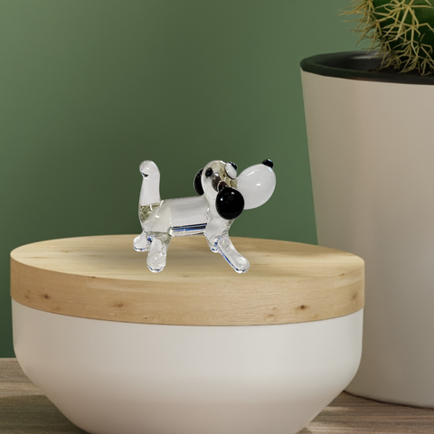 Clear Dog Figurine, Mini Glass Murano Quality Lampworking Glass Figurine, Hand Made In Ukraine, A Great Addition To Your Collection