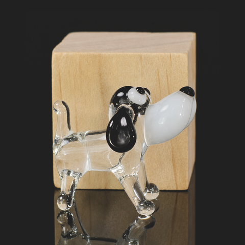 Clear Dog Figurine, Mini Glass Murano Quality Lampworking Glass Figurine, Hand Made In Ukraine, A Great Addition To Your Collection