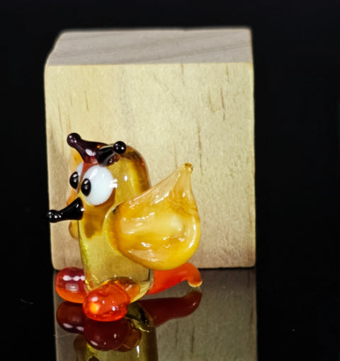 Amber/Ivory Glass Owl Figurine, Handmade Murano Quality Design - Small