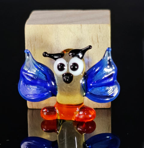 Blue Glass Owl Figurine, Handmade Murano Quality Design - Small