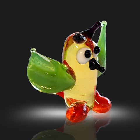Green Owl Figurine, Mini Glass Murano Quality Lampworking Glass Figurine, Hand Made In Ukraine, A Great Addition To Your Collection