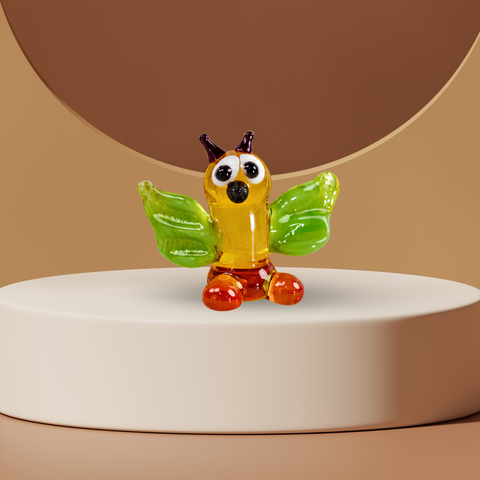 Green Owl Figurine, Mini Glass Murano Quality Lampworking Glass Figurine, Hand Made In Ukraine, A Great Addition To Your Collection