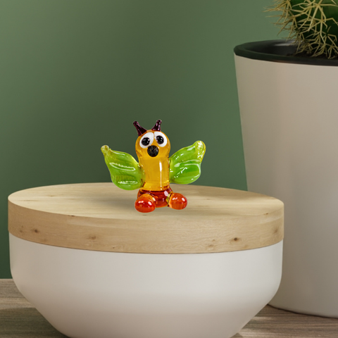 Green Owl Figurine, Mini Glass Murano Quality Lampworking Glass Figurine, Hand Made In Ukraine, A Great Addition To Your Collection