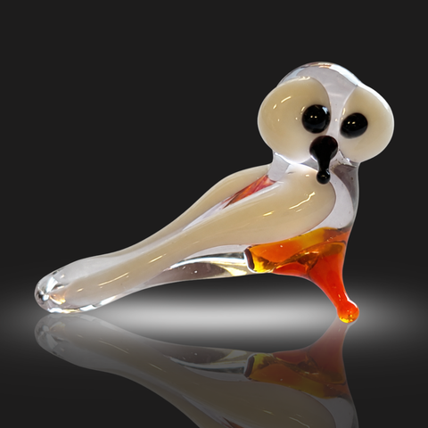 Clear Owl Figurine, Mini Glass Murano Quality Lampworking Glass Figurine, Hand Made In Ukraine, A Great Addition To Your Collection