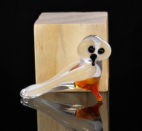 Clear Owl Figurine, Mini Glass Murano Quality Lampworking Glass Figurine, Hand Made In Ukraine, A Great Addition To Your Collection