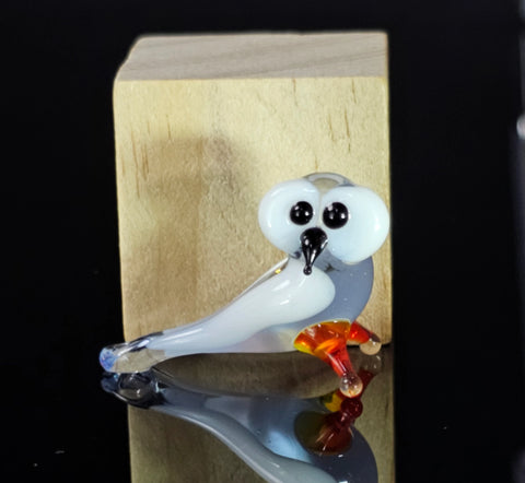 Light Blue Glass Owl Figurine, Handmade Murano Quality Design - Small