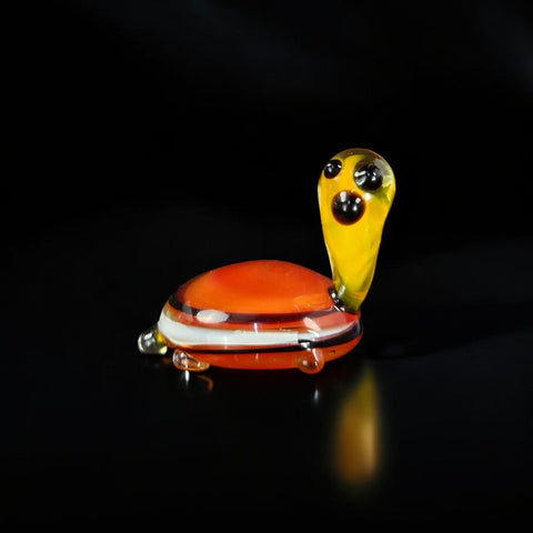 Orange Glass Turtle Figurine, Handmade Murano Quality Design - Small