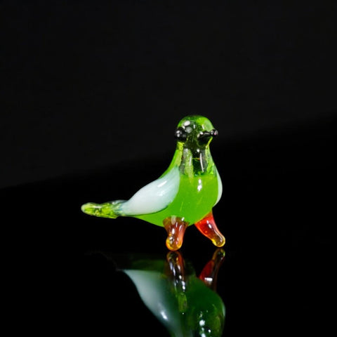 Green Glass Bird Figurine, Handmade Murano Quality Design - Small