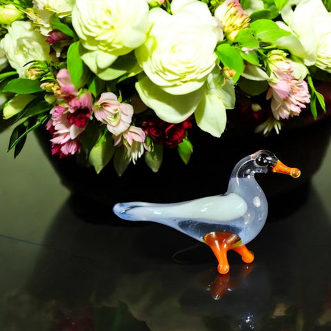 Clear Glass Bird Figurine, Handmade Murano Quality Design - Small