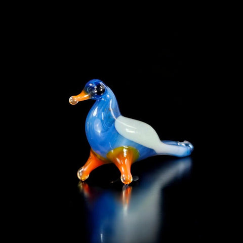 Blue Glass Bird Figurine, Handmade Murano Quality Design - Small