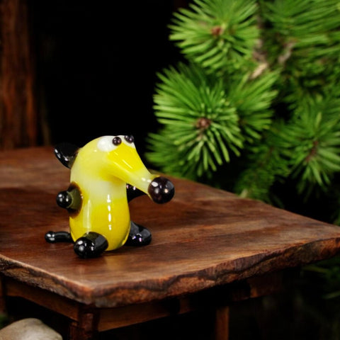 Yellow Glass Aardvark Figurine, Handmade Murano Quality Design - Small