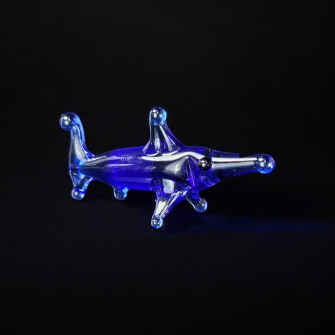 Blue Glass Shark Figurine, Handmade Murano Quality Design - Small