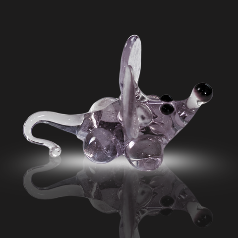 Lavender Mouse Figurine, Mini Glass Murano Quality Lampworking Glass Figurine, Hand Made In Ukraine, A Great Addition To Your Collection