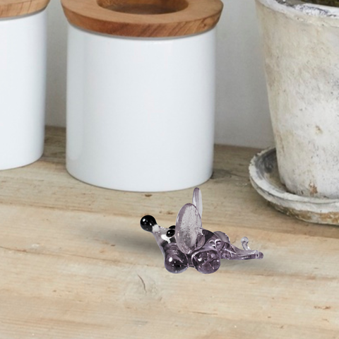Lavender Mouse Figurine, Mini Glass Murano Quality Lampworking Glass Figurine, Hand Made In Ukraine, A Great Addition To Your Collection