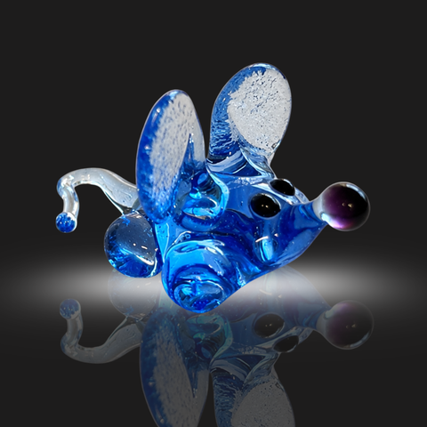Light Blue Mouse Figurine, Mini Glass Murano Quality Lampworking Glass Figurine, Hand Made In Ukraine, A Great Addition To Your Collection