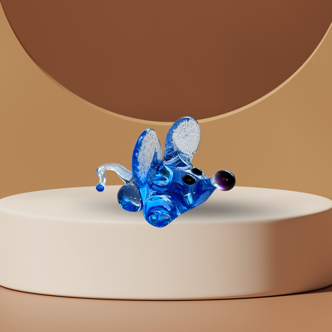 Light Blue Mouse Figurine, Mini Glass Murano Quality Lampworking Glass Figurine, Hand Made In Ukraine, A Great Addition To Your Collection