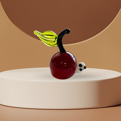 Red Glass, Apple with Worm Figurine, Mini Glass Murano Quality Lampworking Glass Figurine, Hand Made In Ukraine, A Great Addition To Your Collection