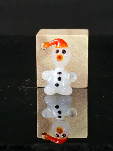 Glass Snowman Figurine, Handmade Murano Quality Design - Small