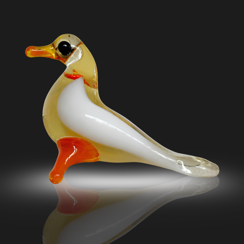 Amber Bird Figurine, Mini Glass Murano Quality Lampworking Glass Figurine, Hand Made In Ukraine, A Great Addition To Your Collection
