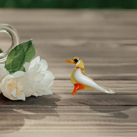 Amber Bird Figurine, Mini Glass Murano Quality Lampworking Glass Figurine, Hand Made In Ukraine, A Great Addition To Your Collection